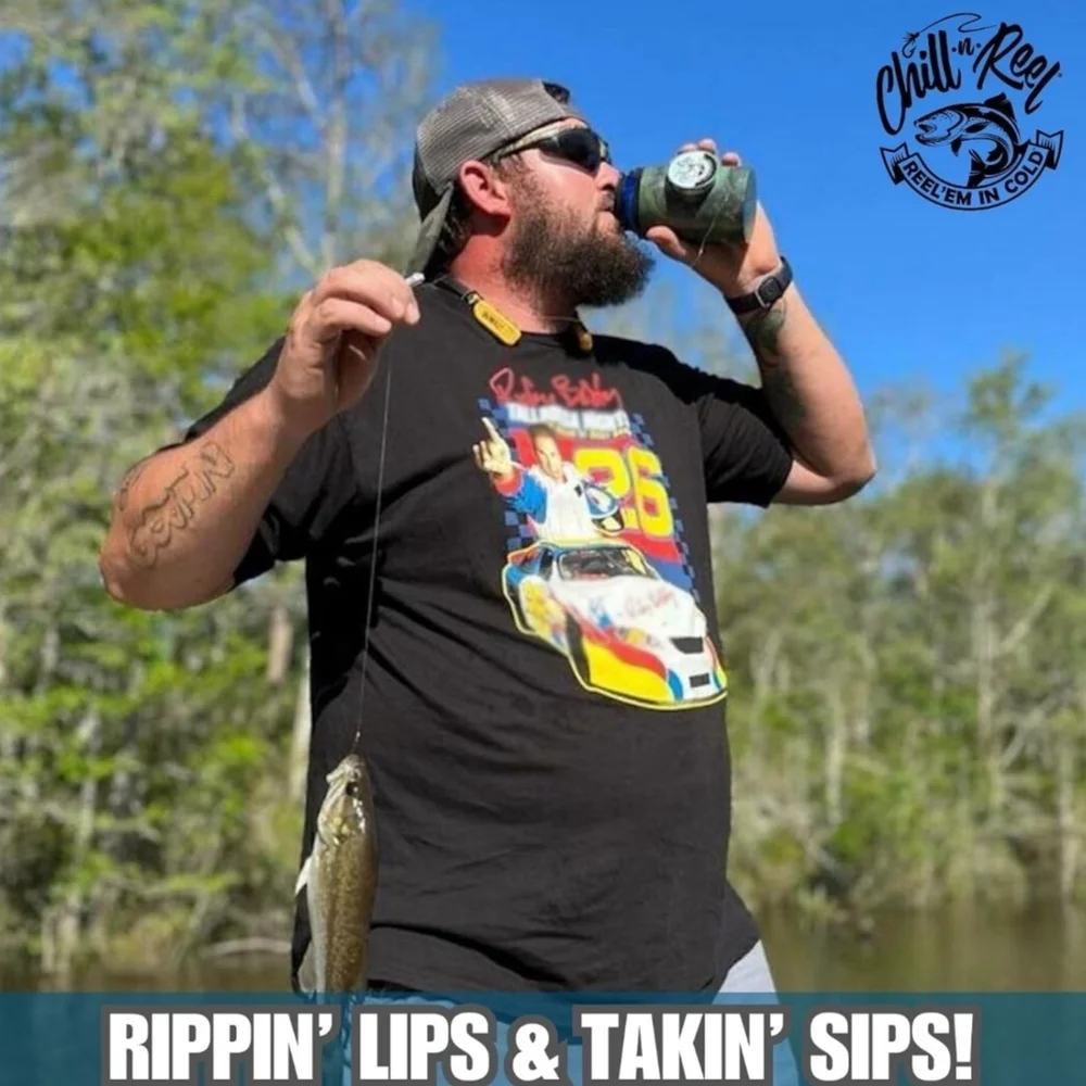 Chill-N-Reel Can Cooler Fishing Rod Shark Tank Beverage Koozie Camo NWOT - Picture 7 of 14